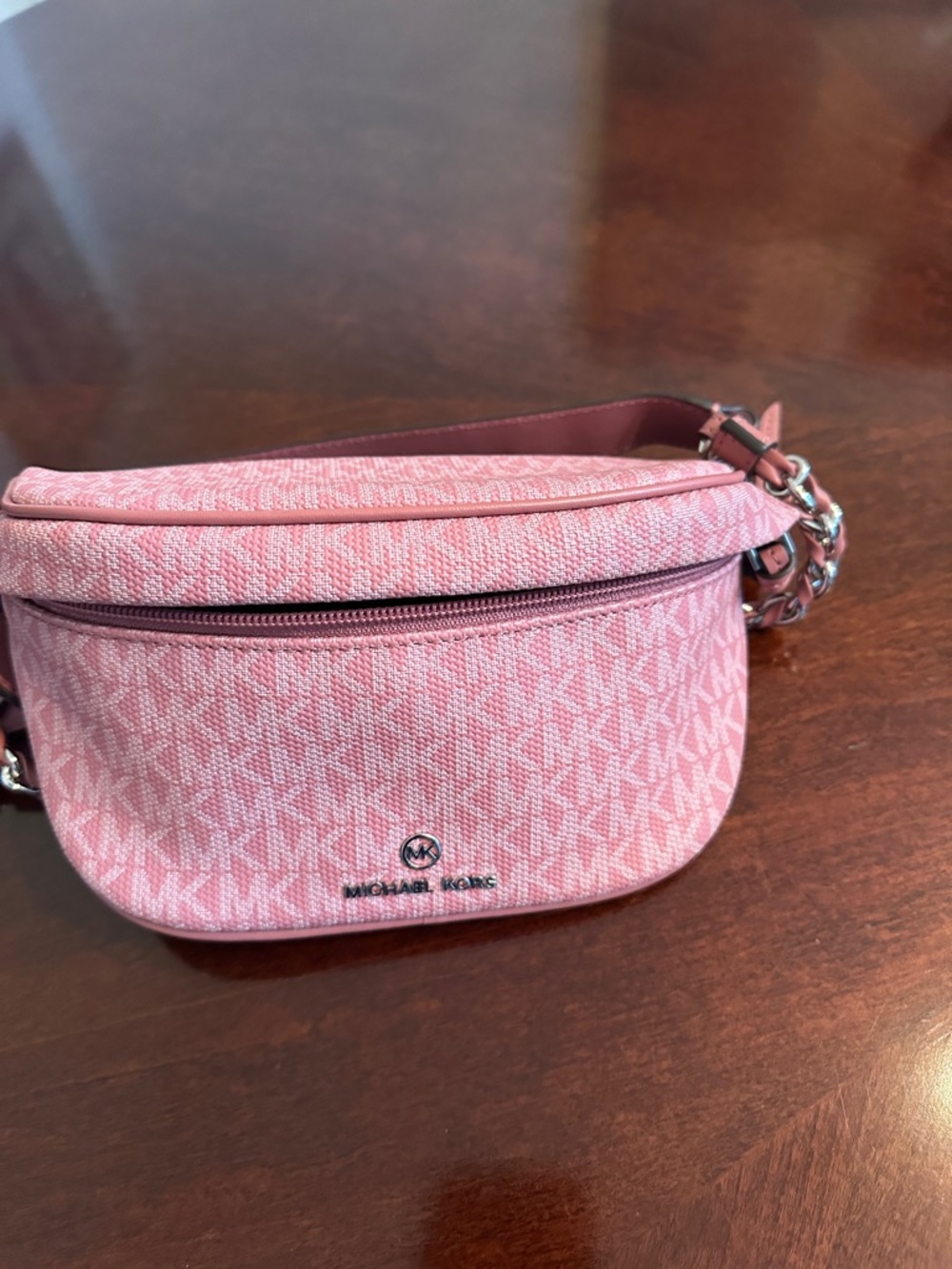 MICHAEL Michael Kors Pink Monogram Canvas Crossbody Belt Bag - Picture 6 of 7